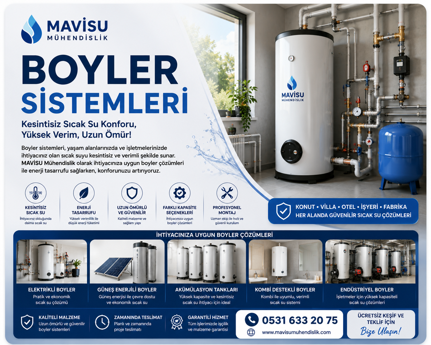 Boyler Sistemleri | Endirekt Boyler ve Sıcak Su Depolama Çözümleri | MAVİSU Mühendislik